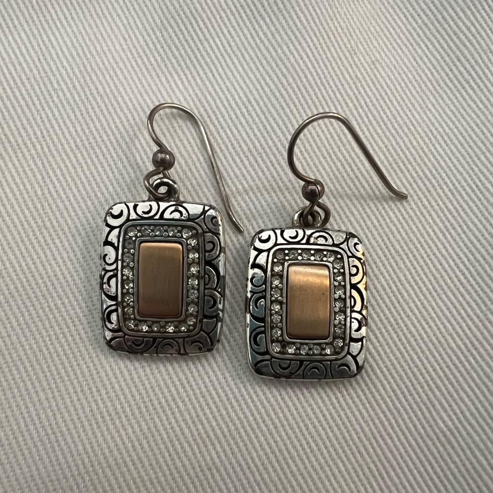Brighton Silver And Gold Rectangular Earrings - image 1